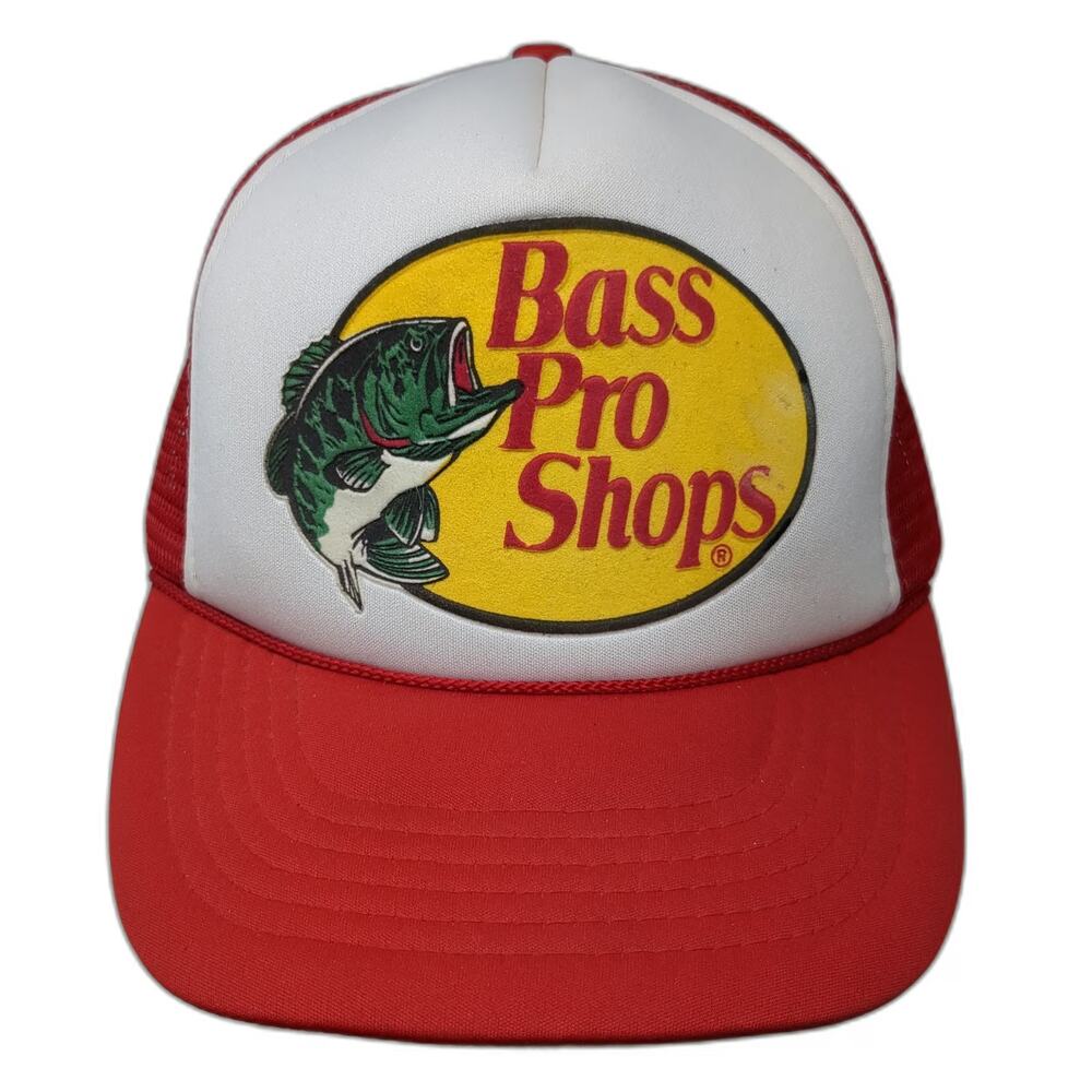 Bass Pro Shops Trucker Hat Red One Size Mesh Back Fishing Bass Logo